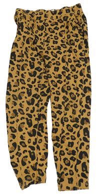 Medovo-hnědo-černé vzorované tepláky s volánky CRAFTED