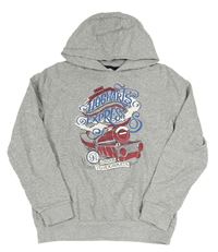 Šedá melírovaná mikina s lokomotivou a kapucí - Harry Potter 