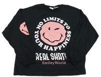 Černé triko se smajlíkem a nápisy ZARA