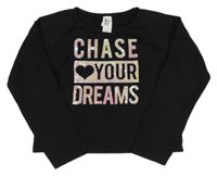 Černé crop mikinotriko s nápisem z flitrů C&A