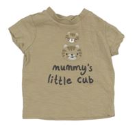 Béžové triko s kočkami a nápisem Nutmeg