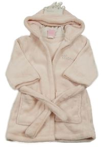Světlerůžový chlupatý župan s korunkou a kapucí 