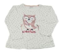 Bílé vzorované triko se sovou Kiki&Koko