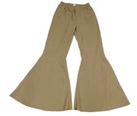 Béžové žebrované flare kalhoty 