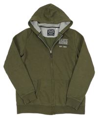 Khaki propínací mikina s nápisem a kapucí C&A