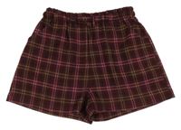 Vínovo-růžovo-béžové kostkované úpletové kraťasy Next