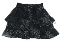 Černá šifonová sukně s kytičkami 