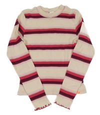 Světle-tmavorůžové pruhované žebrované triko 