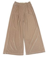 Pudrové sametové wide leg kalhoty Molo