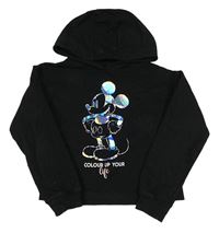 Černá crop mikina s Mickeym a kapucí Disney