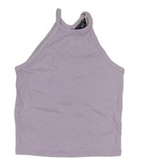 Levandulový žebrovaný crop top New Look