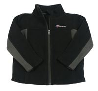 Černo-šedá funkční fleecová propínací mikina s logem Berghaus