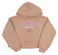 Světlerůžová crop mikina s nápisem a kapucí zn. Jeff&Co