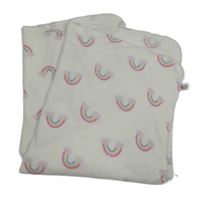 Bílá chlupatá deka s duhami 