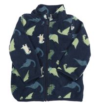 Tmavomodrá fleecová propínací mikina s dinosaury Dopodopo