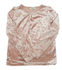 Světlerůžové sametové triko H&M