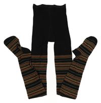 Černé punčocháče s proužky 