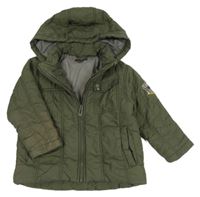 Khaki šusťáková prošívaná zimní bunda s kapucí Esprit