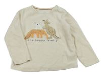 Smetanová sametová mikina se zvířátky C&A