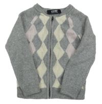 Šedý propínací károvaný kašmírový svetr Gobi