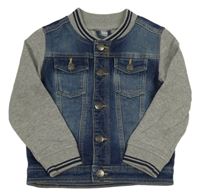 Tmavomodro-šedá riflovo/tepláková bunda Pocopiano