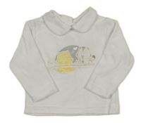 Bílá sametová mikina s kočkami a límečkem C&A