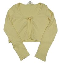 Žluté žebrované úpletové bolerko na zavazování H&M