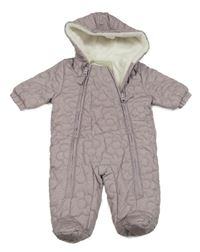 Světlefialová šusťáková prošívaná zimní kombinéza s kapucí Next