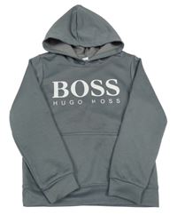 Šedá mikina s kapucí a logem Hugo Boss