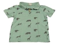 Khaki polo tričko se zvířátky Alana