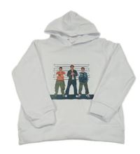 Bílá mikina s potiskem a kapucí 