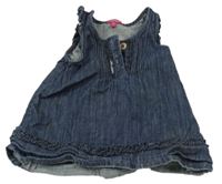 Tmavomodré riflové šaty s volánky 