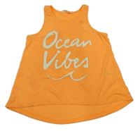 Neonově oranžový top s nápisem H&M