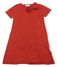 Červené svetrové třpytivé šaty s mašlí H&M