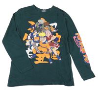 Tmavozelené triko s potiskem Naruto 