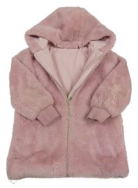 Růžová kožešinová podšitá parka s kapucí Dunnes