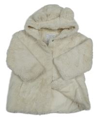 Smetanová kožešinová zateplená parka s kapucí Primark
