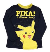Tmavomodro-žluté pyžamové triko s Pikachu 