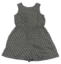 Černo-bílý vzorovaný kraťasový overal PRIMARK