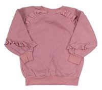 Starorůžová dlouhá oversize mikina s volánky zn. Matalan