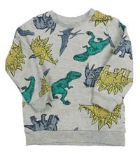 Světlešedá melírovaná mikina s dinosaury Matalan