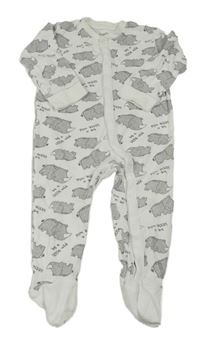 Bílý overal se šedými nosorožci lupilu