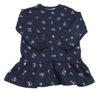 Tmavomodré teplákové šaty s kytičkami St. Bernard