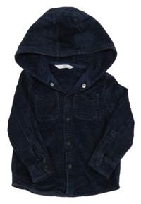 Tmavomodrá manšestrová košilová bunda s kapucí M&S