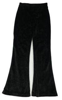 Černé flare plyšové kalhoty Nutmeg