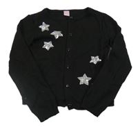 Černý propínací crop svetr s hvězdičkami z flitrů dopodopo