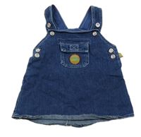 Tmavomodré riflové šaty s kapsou a nášivkou 