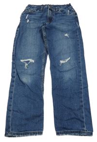 Modré straight fit rifle s prošoupáním ZARA