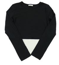 Černé žebrované crop triko Matalan