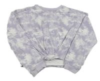 Levandulovo-bílá batikovaná crop mikina s uzlem H&M
